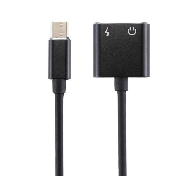 2 in 1 3.5mm to USB-C / Type-C Audio Charging Converter Adapter(Black)