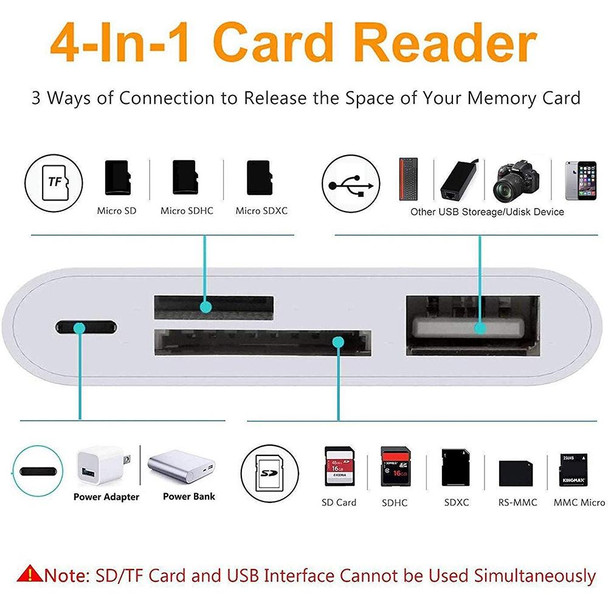 NK108LTC 4 in 1 USB-C Male to SD + TF + USB + Type-C Female Camera Reader