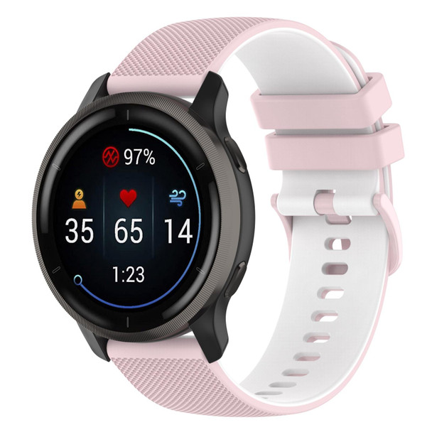 Samsung Galaxy Watch Active2 44mm 20mm Checkered Two-Color Silicone Watch Band(Pink+White)