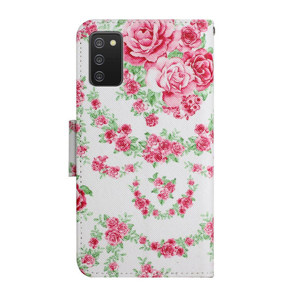 Samsung Galaxy A03s 166mm Painted Pattern Horizontal Flip Leather Case with Holder & Card Slot & Wallet(Rose Flower)