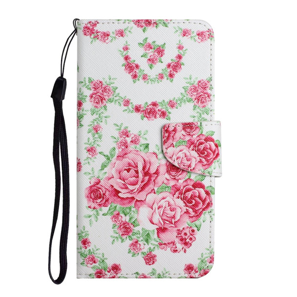 Samsung Galaxy A03s 166mm Painted Pattern Horizontal Flip Leather Case with Holder & Card Slot & Wallet(Rose Flower)