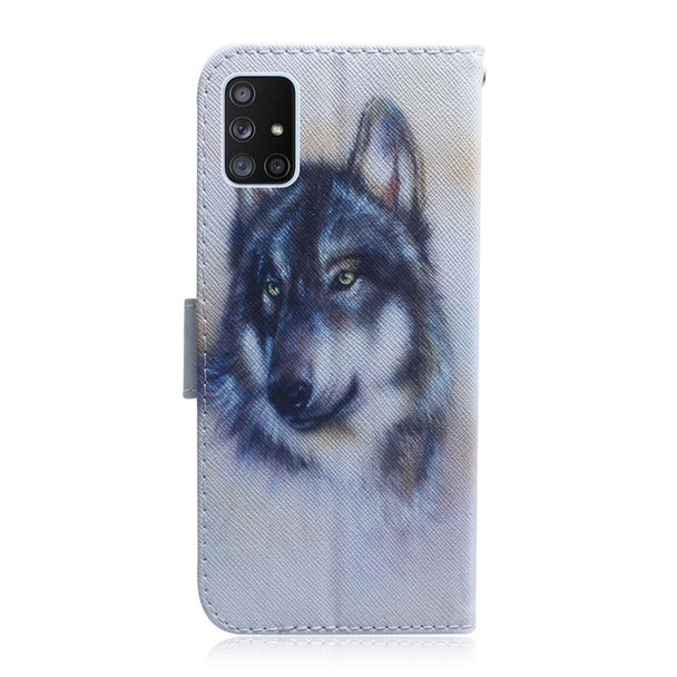 Samsung Galaxy A71 5G Colored Drawing Horizontal Flip Leather Case with Holder & Card Slot & Wallet(White Wolf)