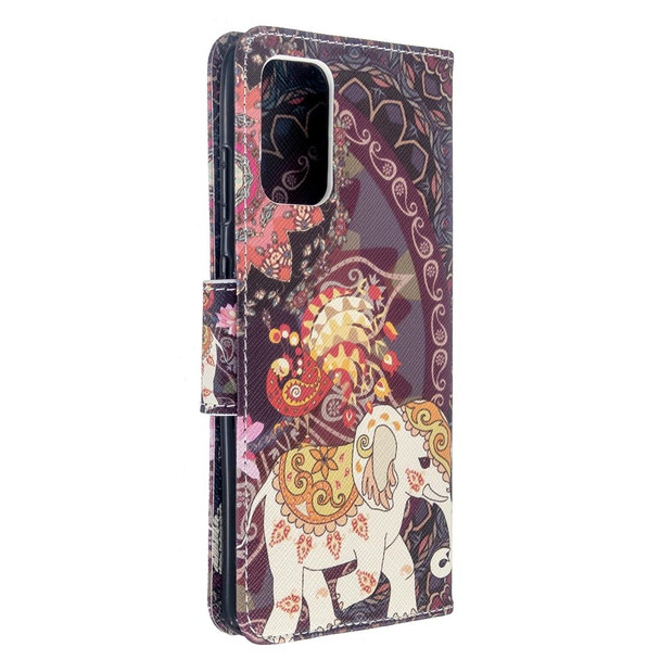 Galaxy S20+ Colored Drawing Pattern Horizontal Flip Leather Case with Holder & Card Slots & Wallet(Flower Elephant)