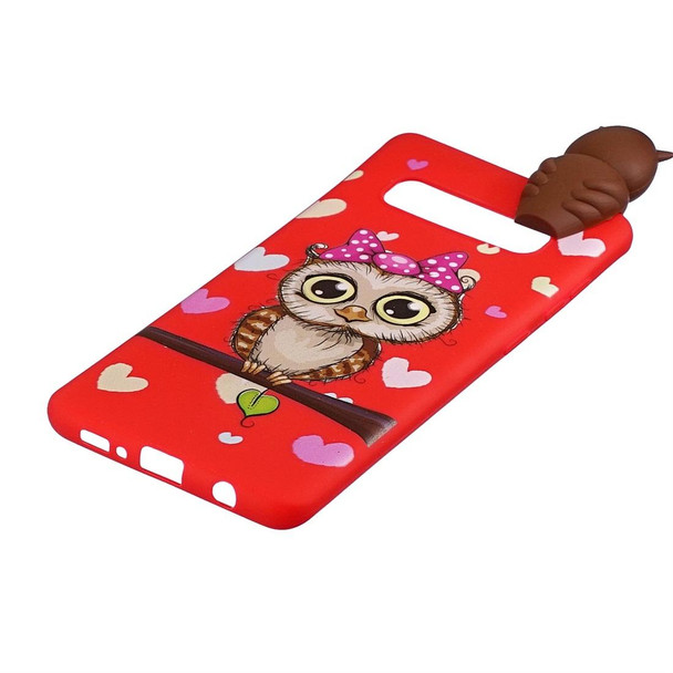 Galaxy S10 Shockproof Cartoon TPU Protective Case(Red Owl)