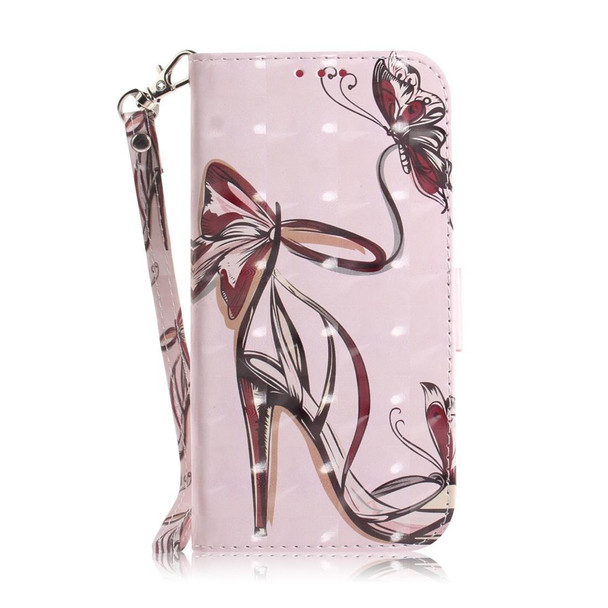 Galaxy A51 3D Painting Pattern Coloured Drawing Horizontal Flip Leather Case with Holder & Card Slots & Wallet(Butterfly High Heel)