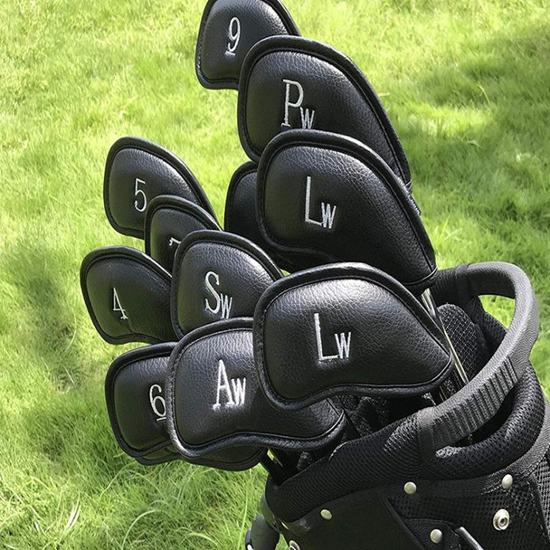 12 in 1 PU Leatherette Golf Club Cap Set(Black Litchi Texture)