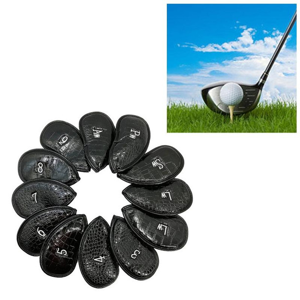 12 in 1 PU Leatherette Golf Club Cap Set(Black Litchi Texture)