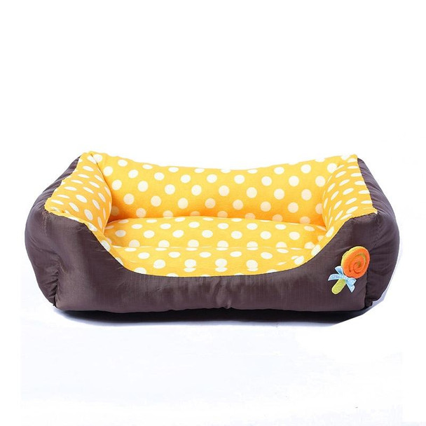 Cartoon Pet Kennel Square Cushion - Small And Medium Pet, Specification: L(Yellow)