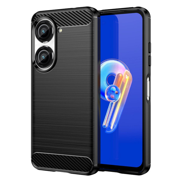 Asus Zenfone 9 Brushed Texture Carbon Fiber TPU Case(Black)