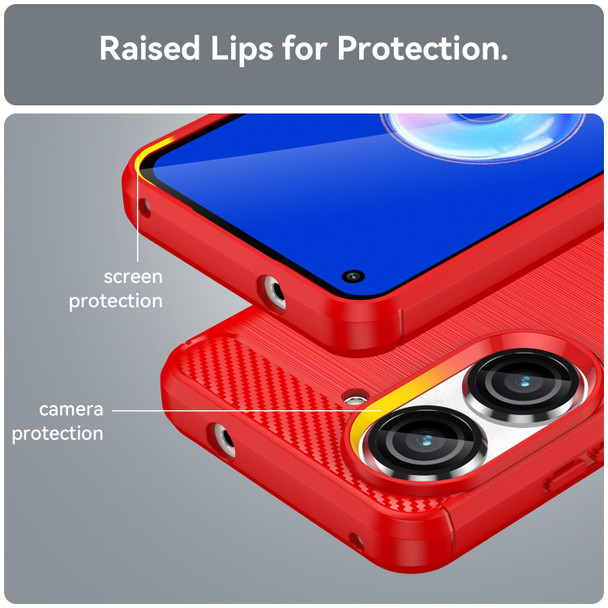 Asus Zenfone 9 Brushed Texture Carbon Fiber TPU Case(Red)