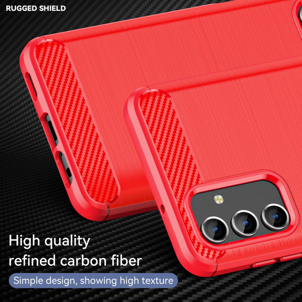 Samsung Galaxy A04s Brushed Texture Carbon Fiber TPU Case(Red)