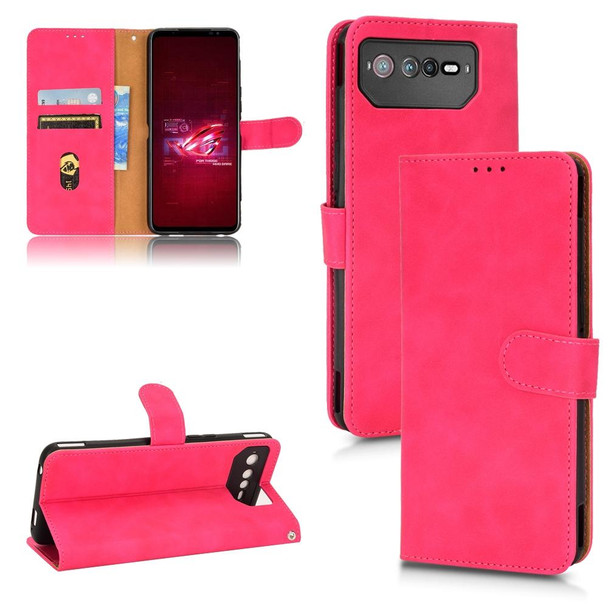 Asus ROG Phone 6 Skin Feel Magnetic Flip Leatherette Phone Case(Rose Red)