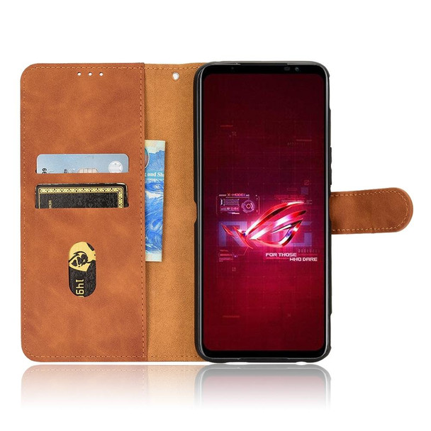 Asus ROG Phone 6 Skin Feel Magnetic Flip Leatherette Phone Case(Brown)