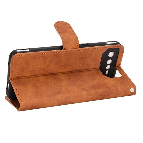 Asus ROG Phone 6 Skin Feel Magnetic Flip Leatherette Phone Case(Brown)