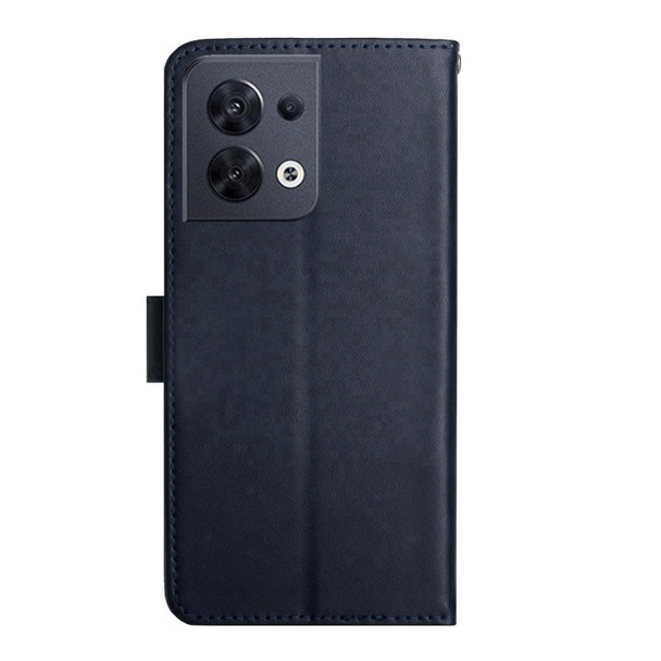 OPPO Reno8 5G HT02 Genuine Leather Fingerprint-proof Flip Phone Case(Blue)