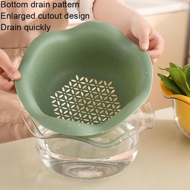 JM059 Kitchen Petal Draining Basket Household PET Double-layer Vegetable Washing Basket(Yellow)