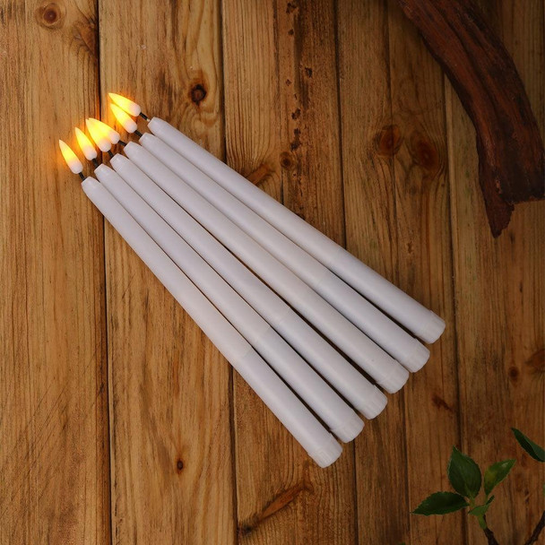 6 PCS B003 White Shell Long-rod Simulation Candle Light with Remote Control(B Yellow Light)