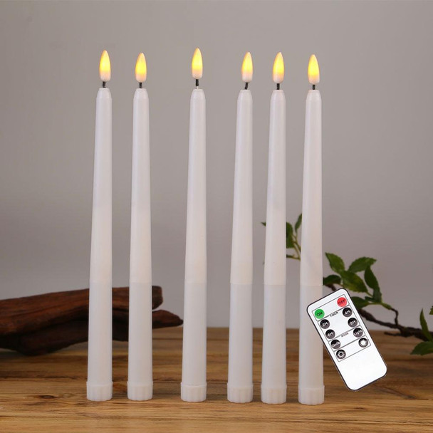 6 PCS B003 White Shell Long-rod Simulation Candle Light with Remote Control(B Yellow Light)