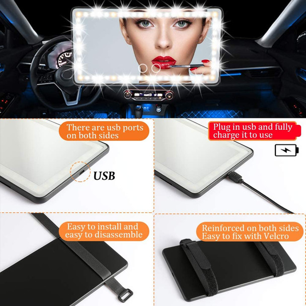 Car Makeup Mirror with LED Lights