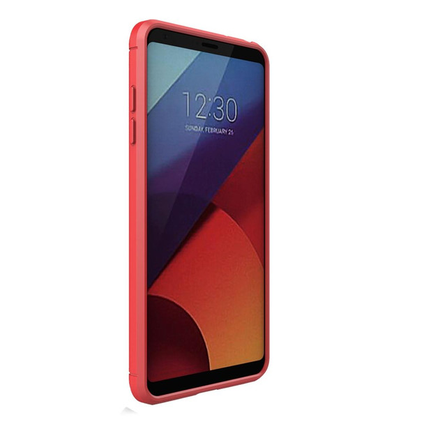 LG G6 Brushed Carbon Fiber Texture Shockproof TPU Protective Cover Case (Red)