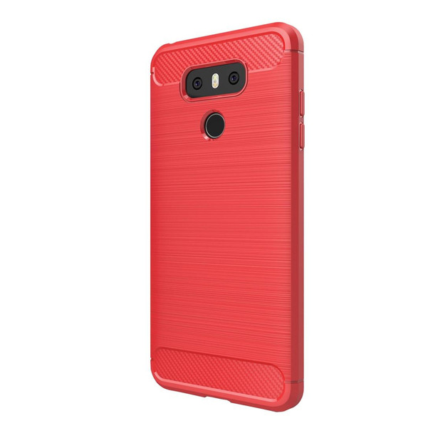 LG G6 Brushed Carbon Fiber Texture Shockproof TPU Protective Cover Case (Red)