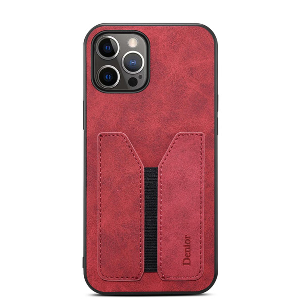 Denior Elastic Card Slot PU + TPU Phone Case - iPhone 12 Pro(Red)