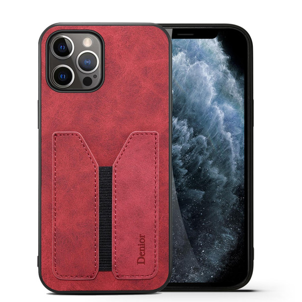 Denior Elastic Card Slot PU + TPU Phone Case - iPhone 12 Pro(Red)