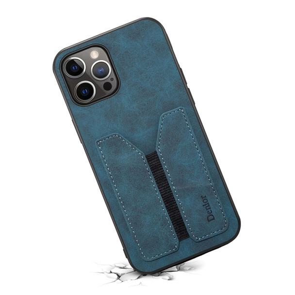 Denior Elastic Card Slot PU + TPU Phone Case - iPhone 12 Pro Max(Blue)