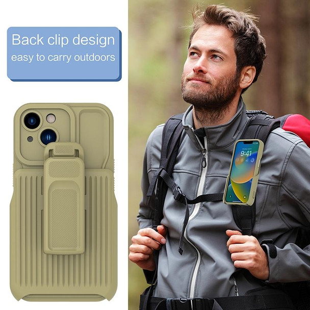 Explorer Series Back Clip Holder PC Phone Case - iPhone 14 Pro Max(Dark Green)