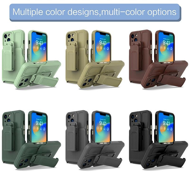 Explorer Series Back Clip Holder PC Phone Case - iPhone 14 Pro Max(Dark Green)