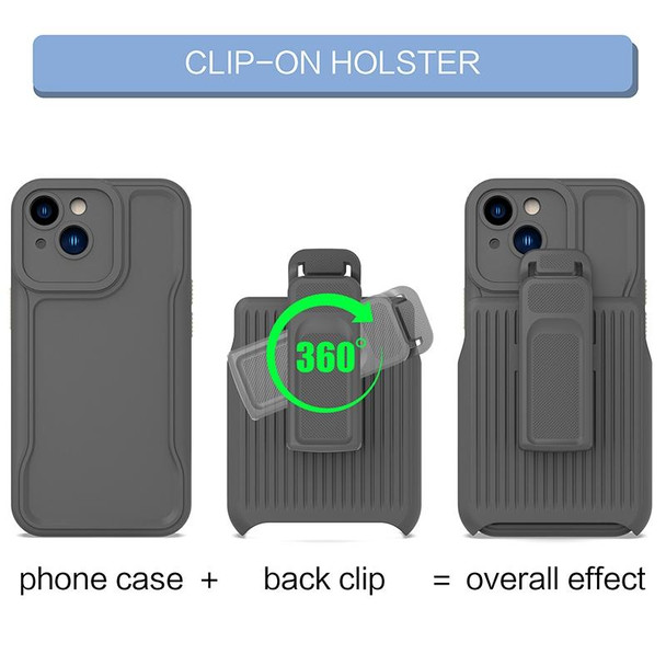 Explorer Series Back Clip Holder PC Phone Case - iPhone 14 Max(Dark Green)