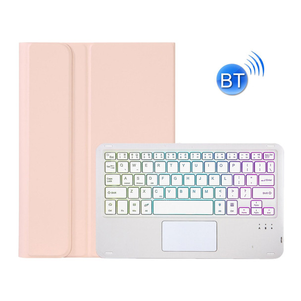 OP11-AS Lambskin Texture Ultra-thin Bluetooth Keyboard Leather Case with Touchpad & Backlight - OPPO Pad 11 inch(Pink)