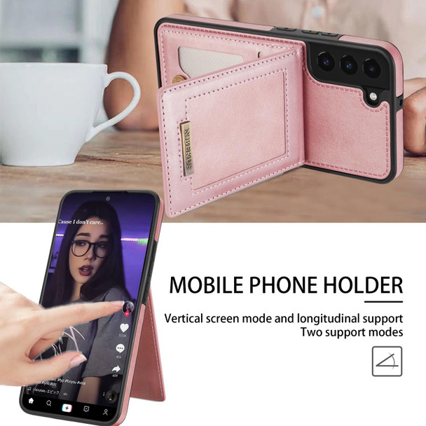 Samsung Galaxy S21 FE 5G N.Bekus Vertical Flip Card Slot RFID Phone Case(Rose Gold)