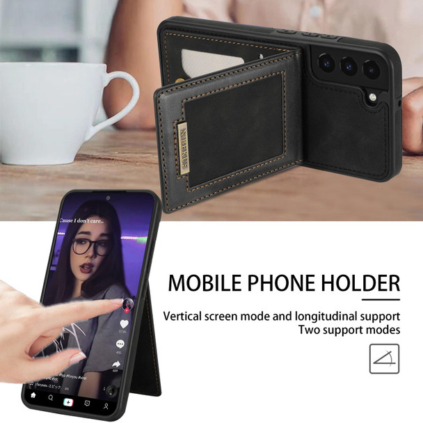 Samsung Galaxy S22 5G N.Bekus Vertical Flip Card Slot RFID Phone Case(Black)