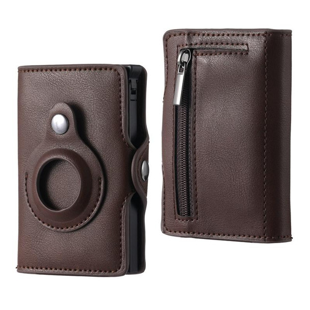 FY2108 Tracker Wallet Metal Card Holder for AirTag, Style: Crazy Horse (Coffee)