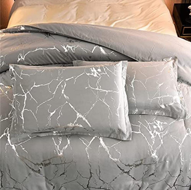 3 Piece Marble Pattern Comforter Set