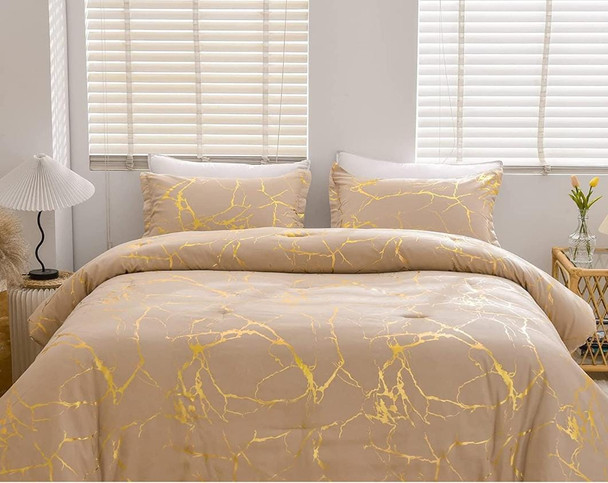 3 Piece Marble Pattern Comforter Set