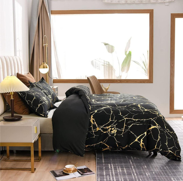 3 Piece Marble Pattern Comforter Set