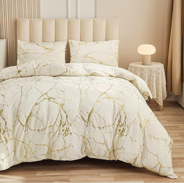 3 Piece Marble Pattern Comforter Set