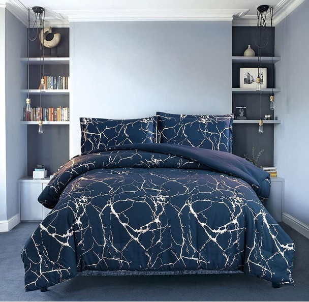 3 Piece Marble Pattern Comforter Set