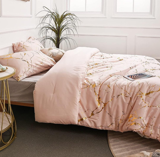 3 Piece Marble Pattern Comforter Set