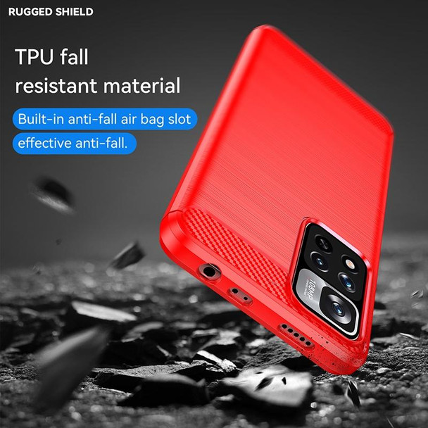 Xiaomi Redmi Note 11 Pro / Note 11 Pro+ Brushed Texture Carbon Fiber TPU Case(Red)