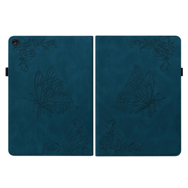 Lenovo Tab M10 10.1 3rd Gen Butterfly Flower Embossed Leather Tablet Case(Blue)