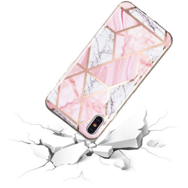 Electroplated Marble Pattern TPU Phone Case - iPhone XS / X(Pink and White)