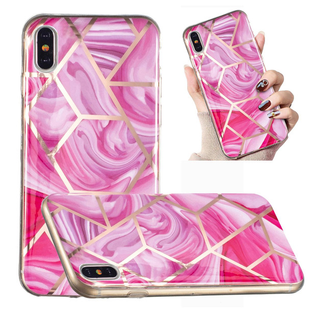 Electroplated Marble Pattern TPU Phone Case - iPhone XS / X(Red Rhombus)