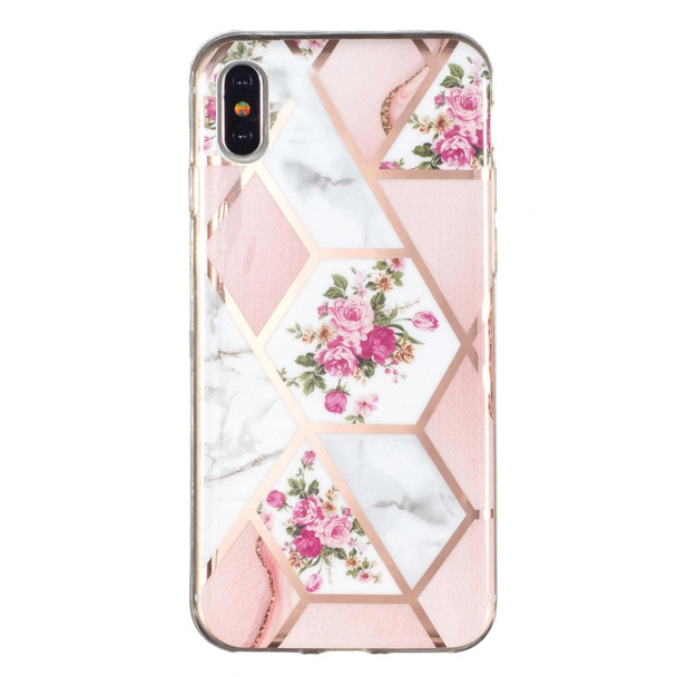 Electroplated Marble Pattern TPU Phone Case - iPhone XS / X(Rose Pink White)