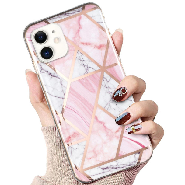 Electroplated Marble Pattern TPU Phone Case - iPhone 11(Pink and White)