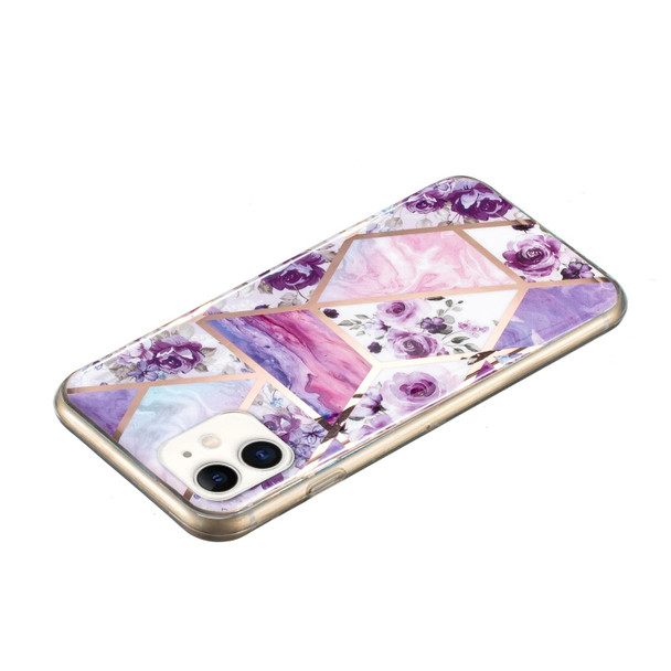 Electroplated Marble Pattern TPU Phone Case - iPhone 11(Purple Flower)