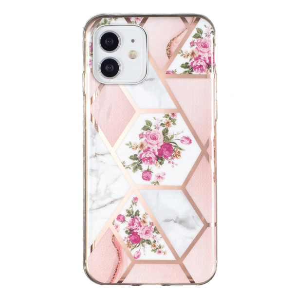 Electroplated Marble Pattern TPU Phone Case - iPhone 12 mini(Rose Pink White)