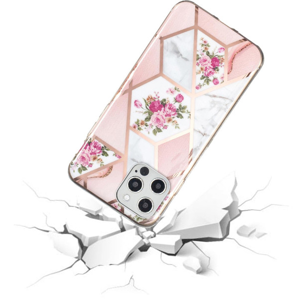 Electroplated Marble Pattern TPU Phone Case - iPhone 12 / 12 Pro(Rose Pink White)